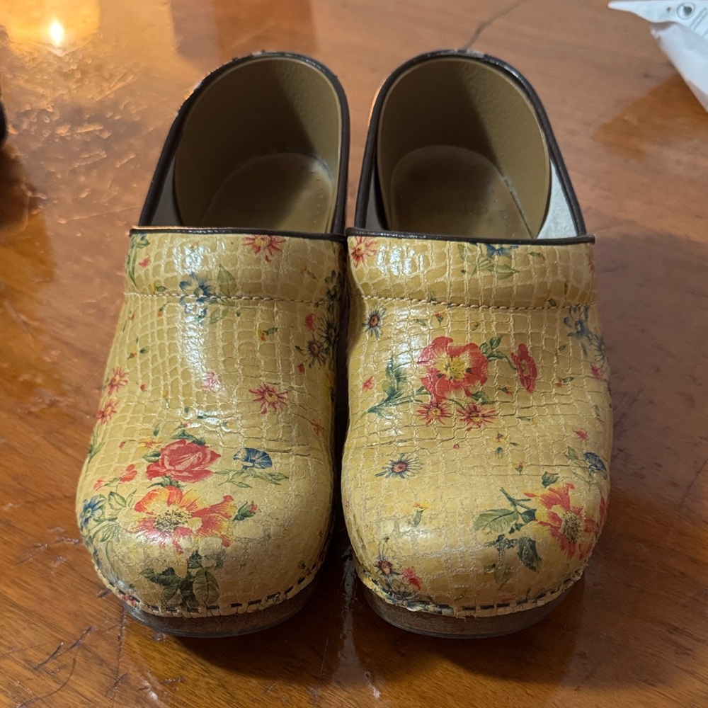 Dansko Yellow Floral Mules